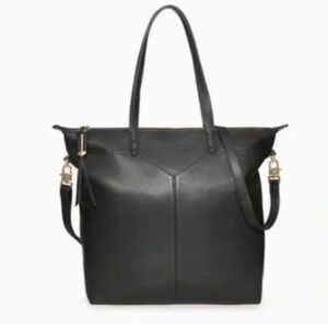 Stella & Dot Covet Kensington Black Leather Tote Bag